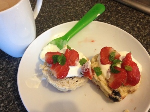 Blueberry scone and strawberry cream tea