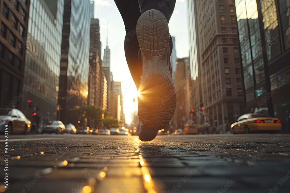 POV view of someone jogging in the city